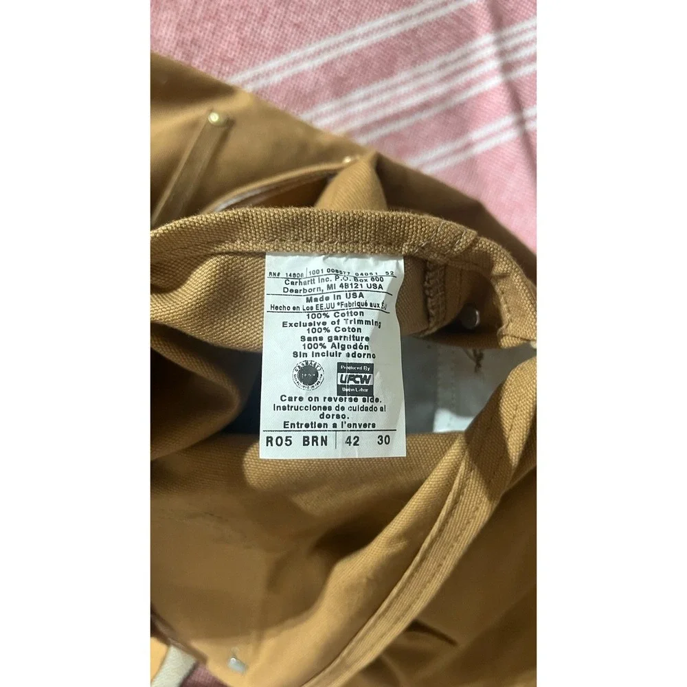 Vintage Carhartt R05 Brown Duck Canvas Bib Overalls Made in USA Mens 42x30 NWOT